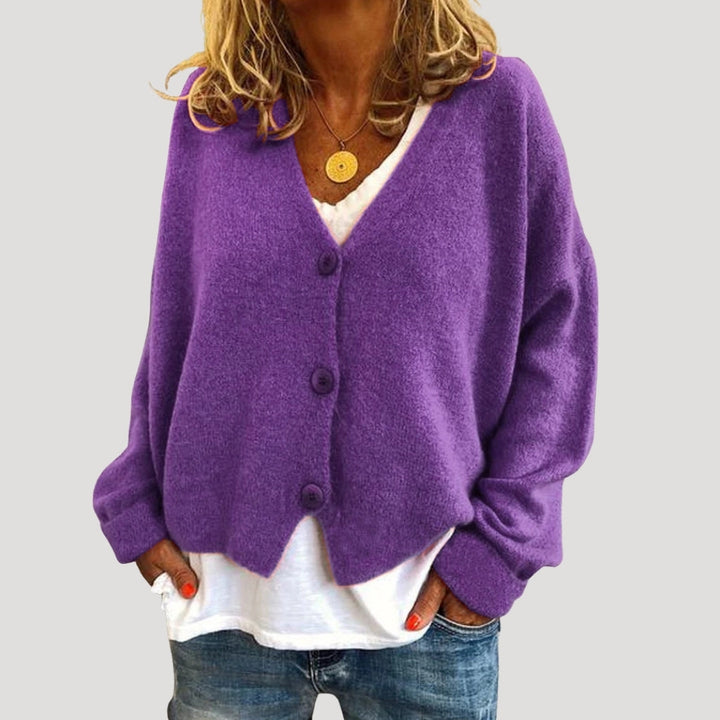 Cardigan da donna oversize con scollo a V e bottoni