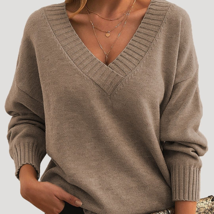 Maglione a maglia oversize con scollo a V per donne