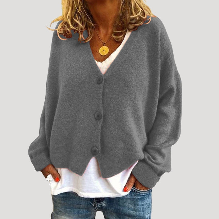 Cardigan da donna oversize con scollo a V e bottoni
