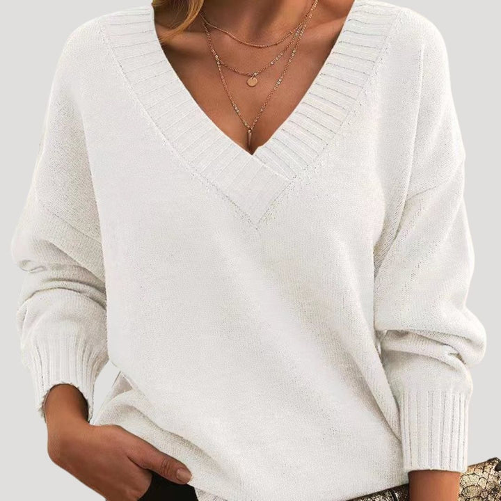 Maglione a maglia oversize con scollo a V per donne