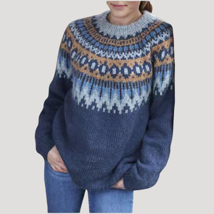Maglione oversized in maglia chunky a motivo fair isle per donna