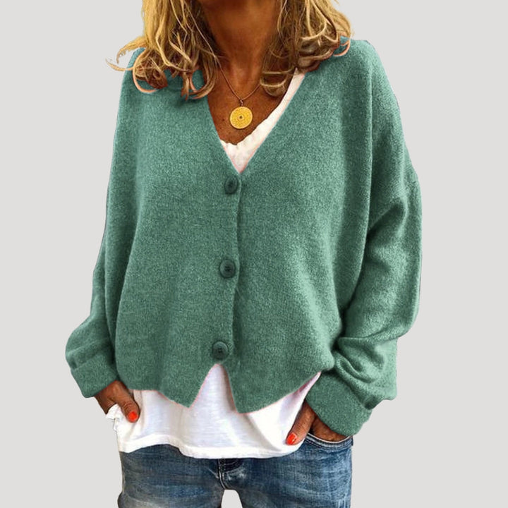 Cardigan da donna oversize con scollo a V e bottoni