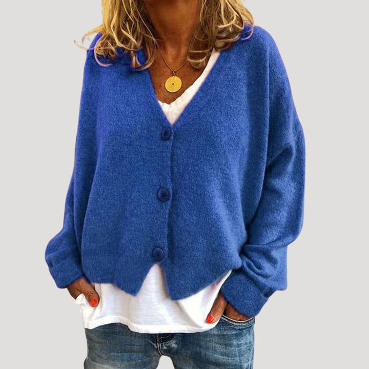 Cardigan da donna oversize con scollo a V e bottoni