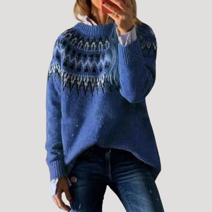 Maglione oversized in maglia chunky a motivo fair isle per donna