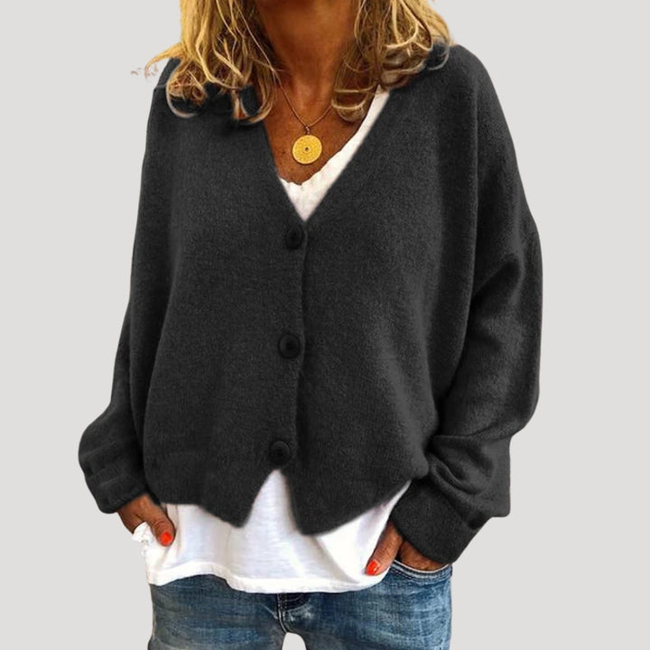 Cardigan da donna oversize con scollo a V e bottoni
