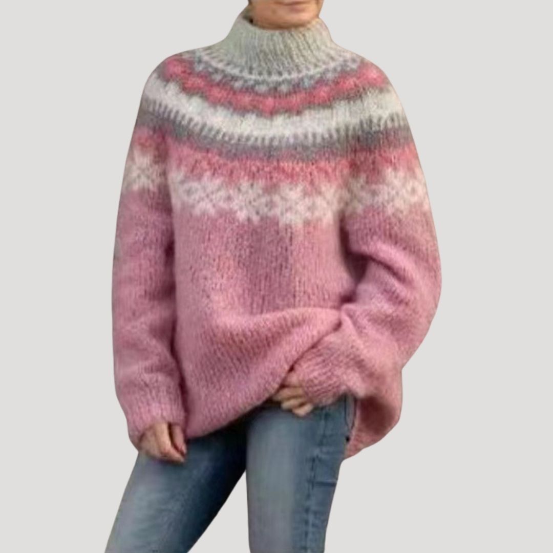 Maglione oversized in maglia chunky a motivo fair isle per donna