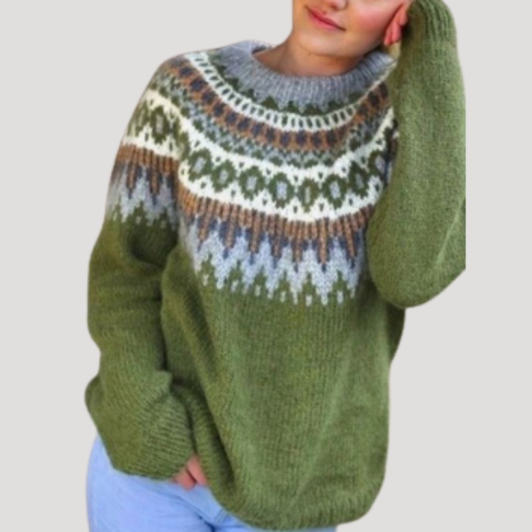 Maglione oversized in maglia chunky a motivo fair isle per donna