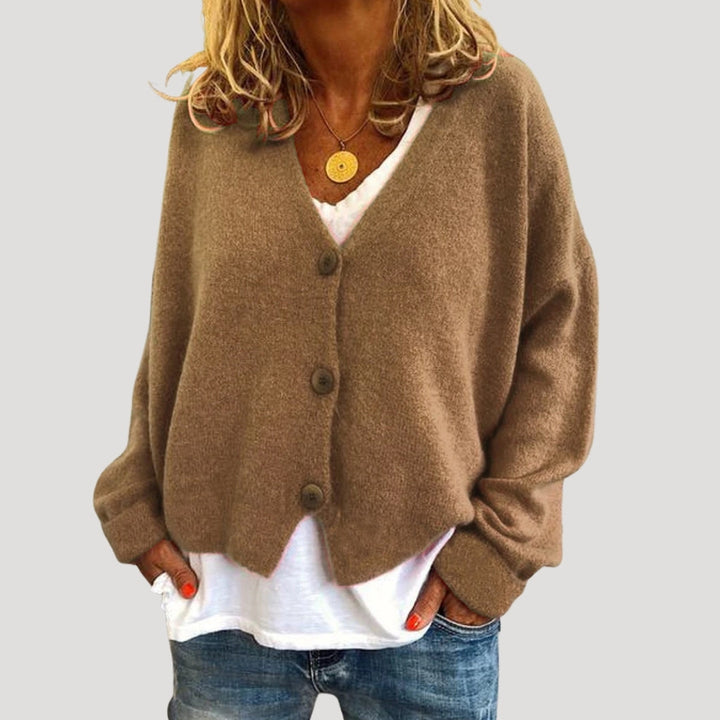 Cardigan da donna oversize con scollo a V e bottoni