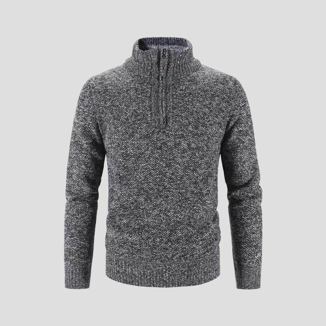Maglione in lana da uomo con zip a metà – maglione lavorato a maglia