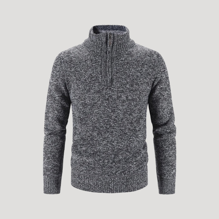 Maglione in lana da uomo con zip a metà – maglione lavorato a maglia