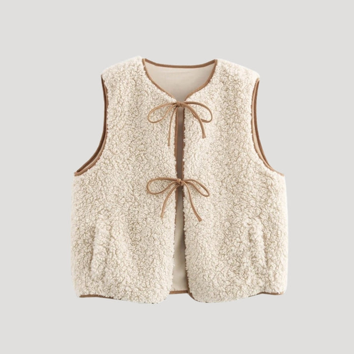 Gilet in sherpa fleece da donna – stile cardigan senza maniche