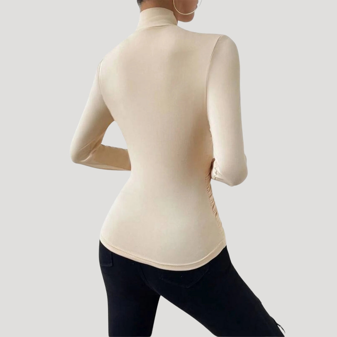 Top avvolgente arricciato da donna