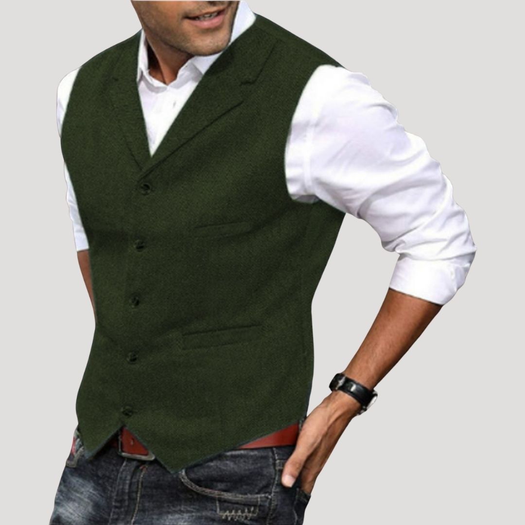 Gilet in tweed di lana da uomo per l'inverno, smart casual