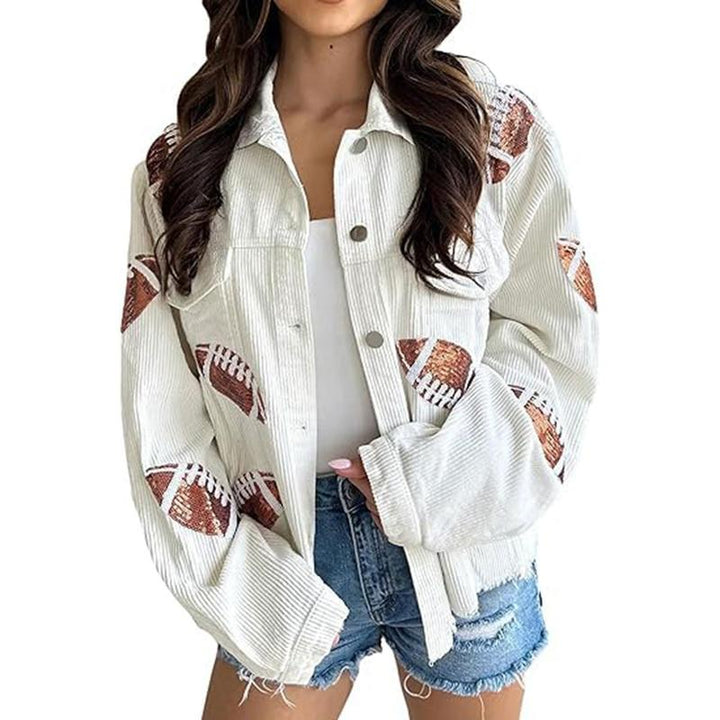 NERISSA™ - Chic Cropped Oversized Button Down Football Jacket