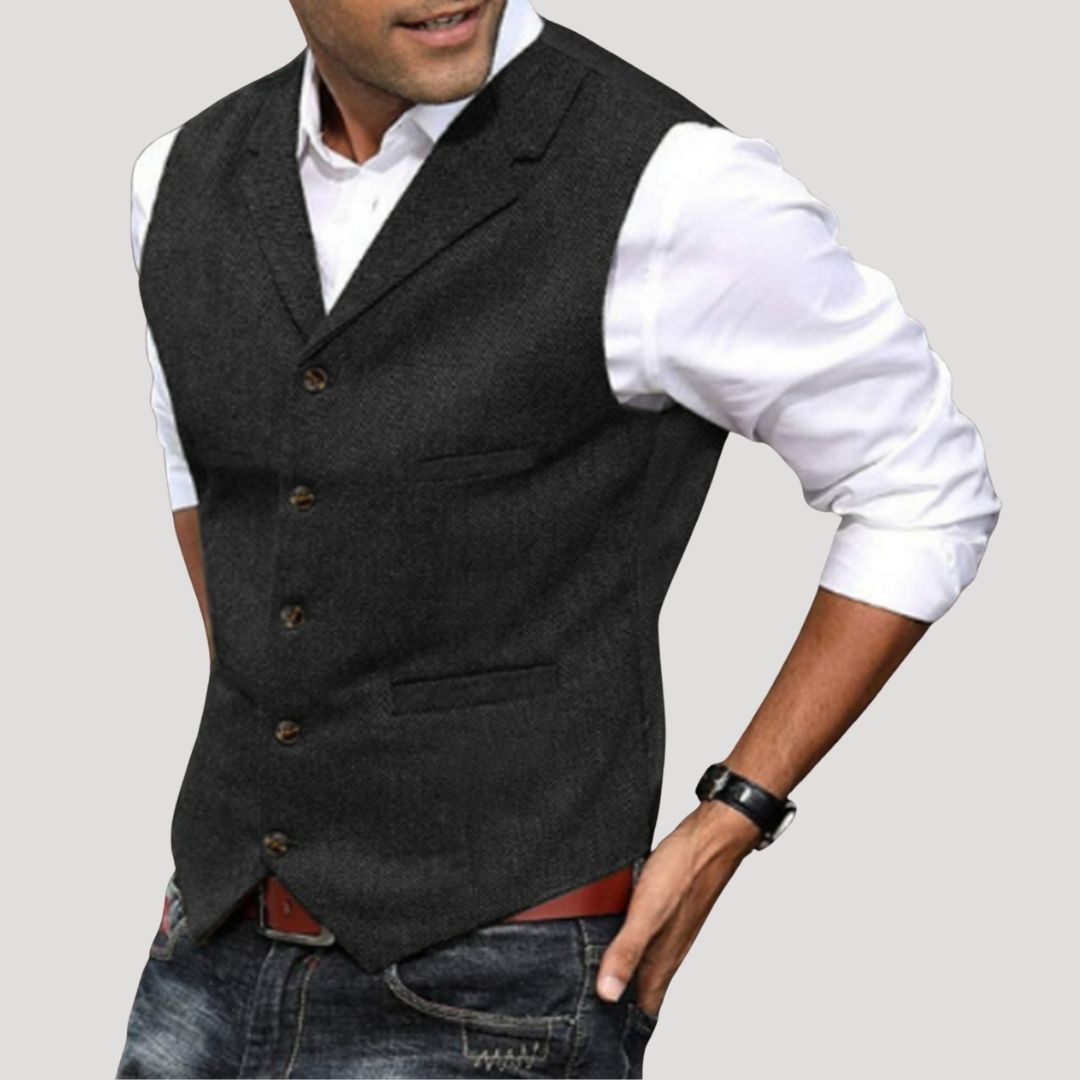 Gilet in tweed di lana da uomo per l'inverno, smart casual