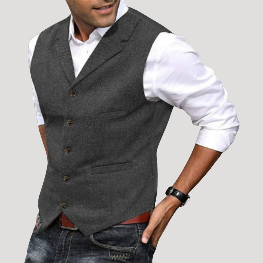 Gilet in tweed di lana da uomo per l'inverno, smart casual