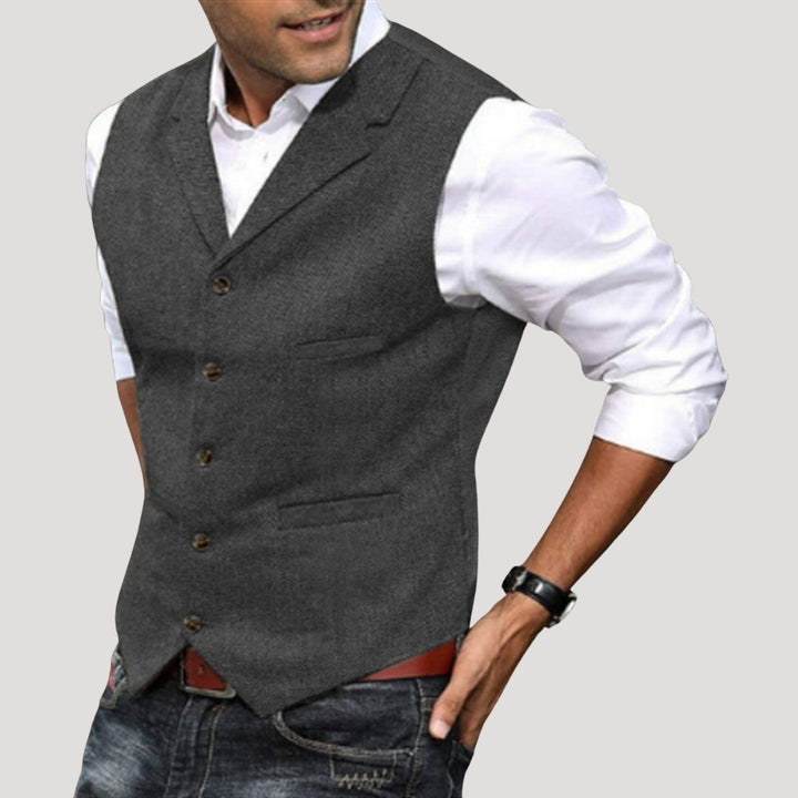 Gilet in tweed di lana da uomo per l'inverno, smart casual