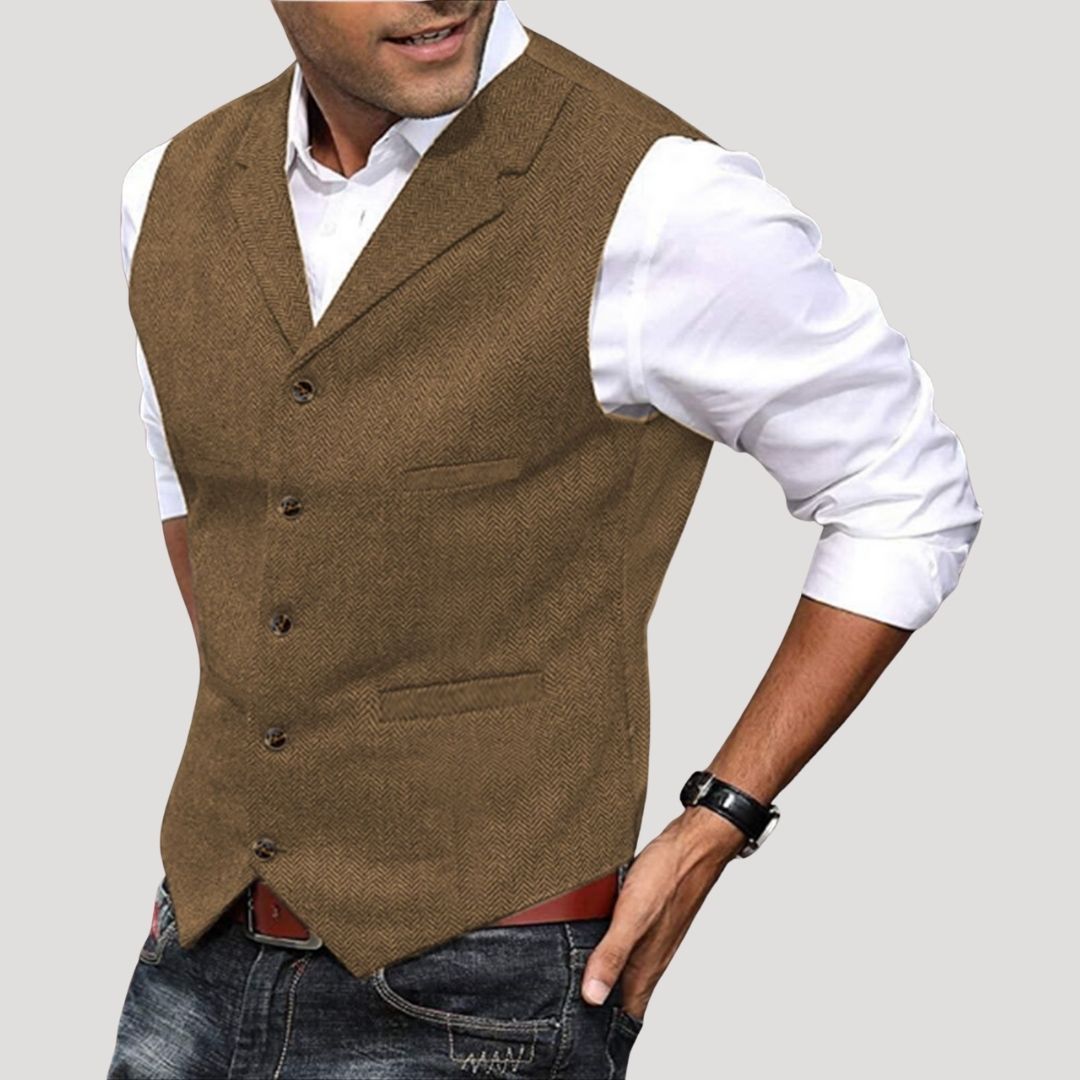 Gilet in tweed di lana da uomo per l'inverno, smart casual