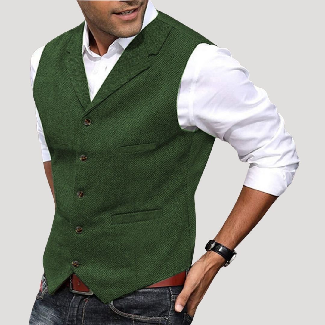 Gilet in tweed di lana da uomo per l'inverno, smart casual