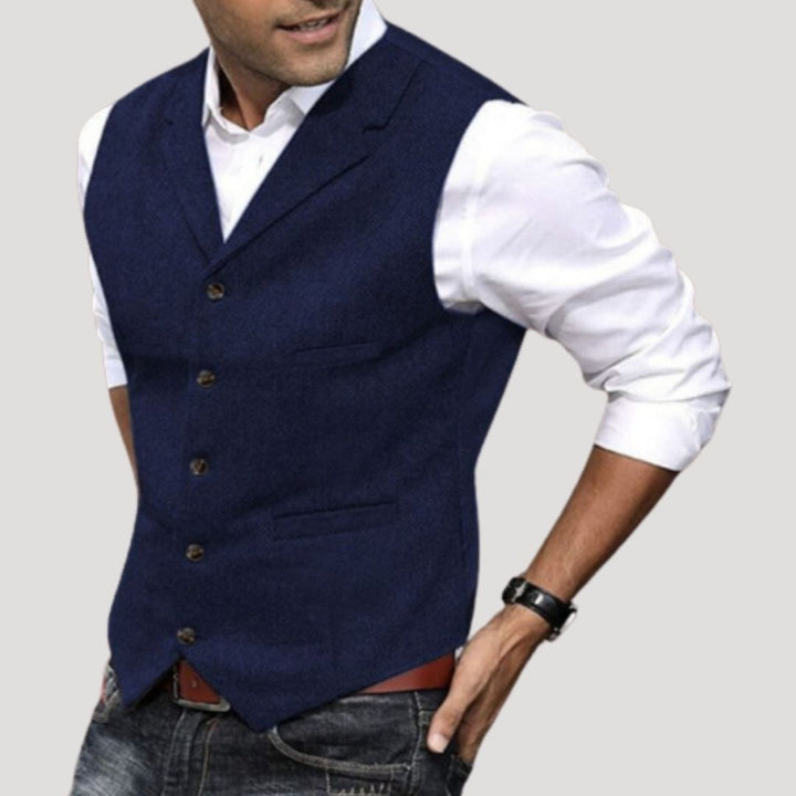 Gilet in tweed di lana da uomo per l'inverno, smart casual