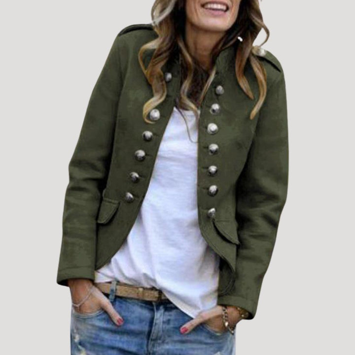 Giacca blazer in misto lana stile militare da donna