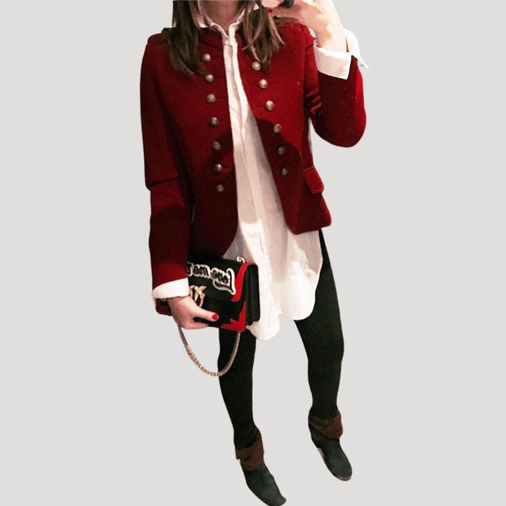 Giacca blazer in misto lana stile militare da donna