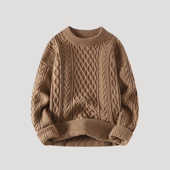 Maglione lavorato a maglia da uomo con collo a girocollo invernale
