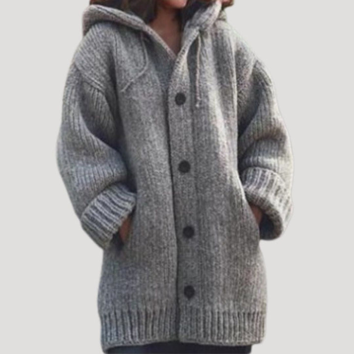 Cappotto in lana lavorato a maglia chunky da donna
