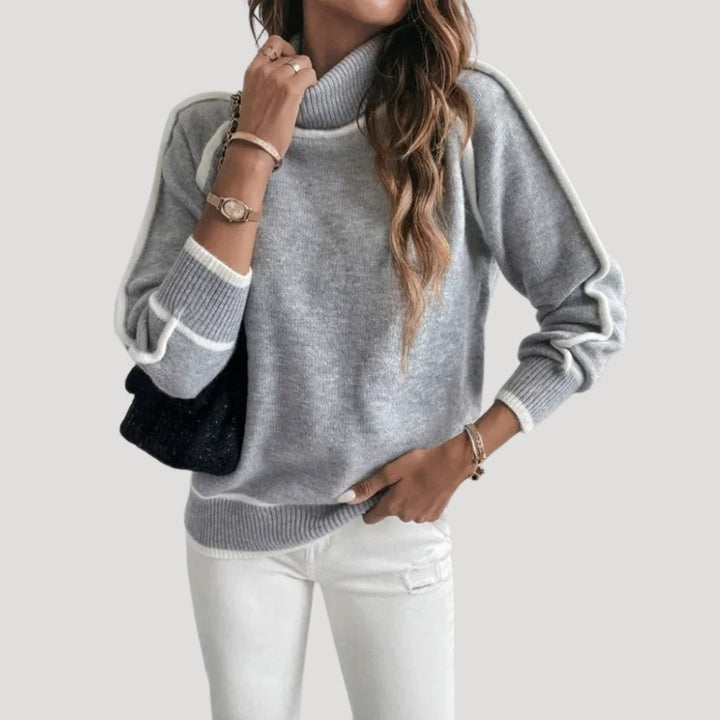 Maglione primaverile a collo alto in maglia morbida da donna