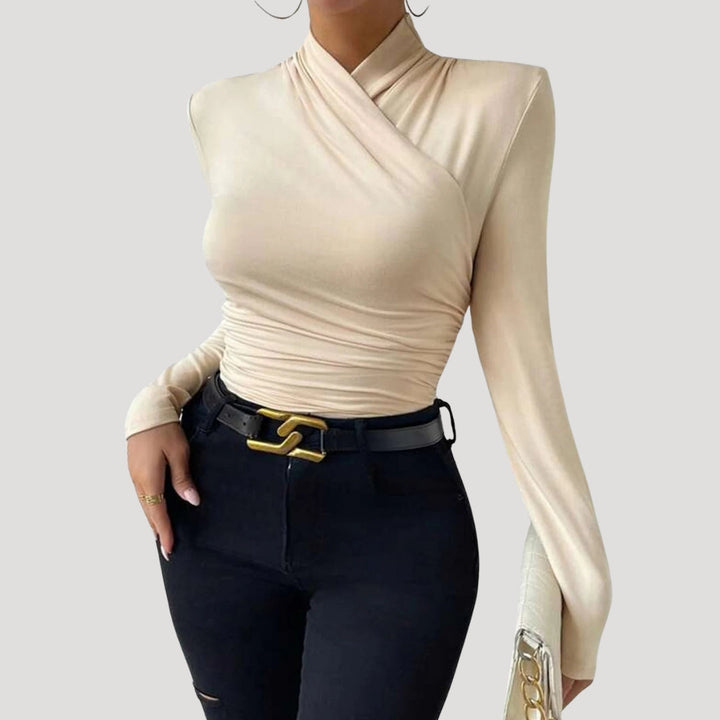 Top avvolgente arricciato da donna