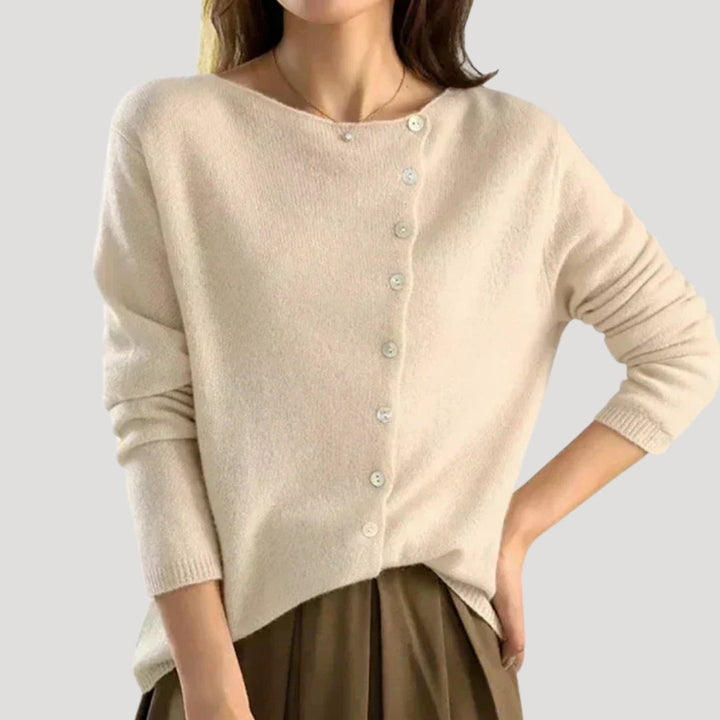 Maglione a maglia asimmetrico con bottoni per donne