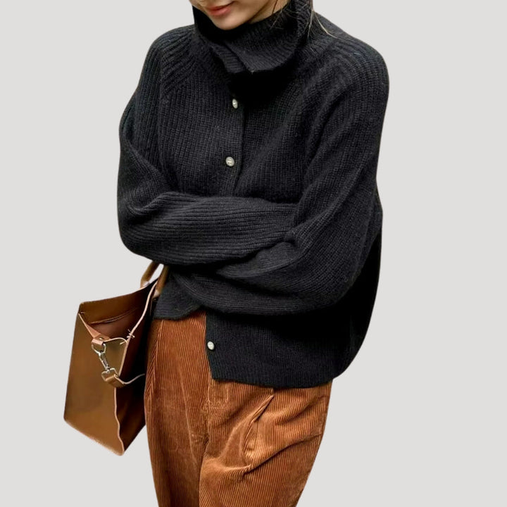 Cardigan chunky da donna in maglia, morbido, con bottoni per l'inverno