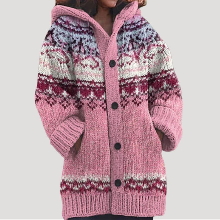 Cardigan da donna in maglia chunky con motivo Fair Isle
