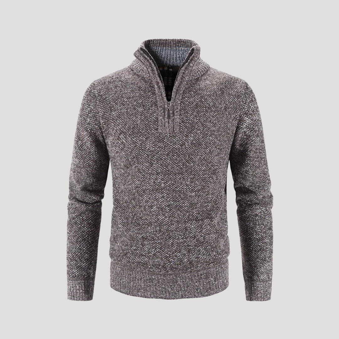 Maglione in lana da uomo con zip a metà – maglione lavorato a maglia