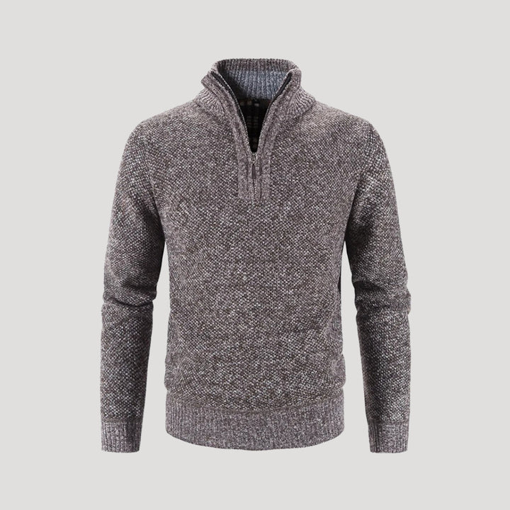 Maglione in lana da uomo con zip a metà – maglione lavorato a maglia