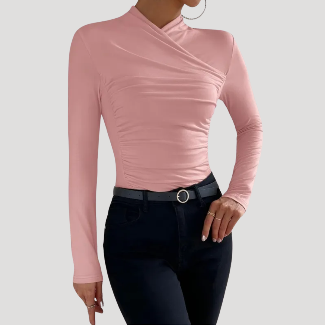 Top avvolgente arricciato da donna