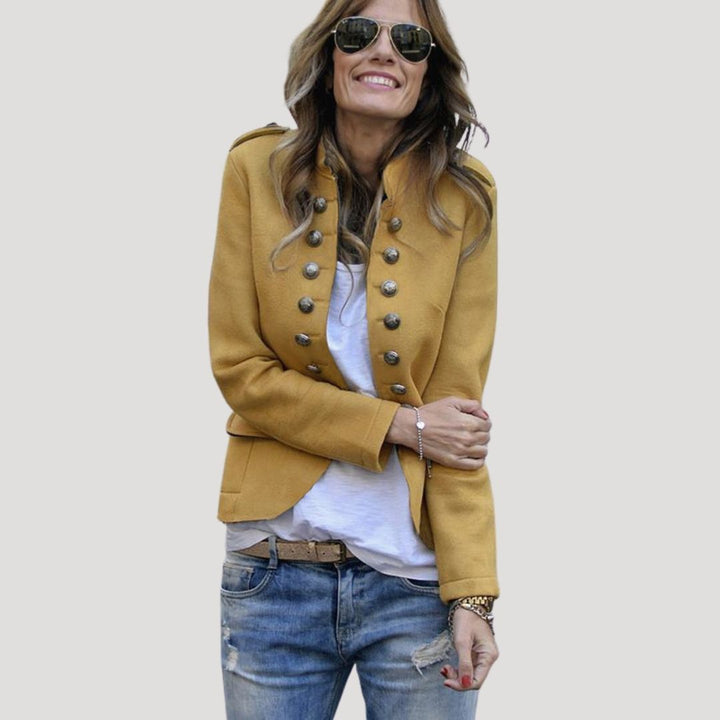 Giacca blazer in misto lana stile militare da donna