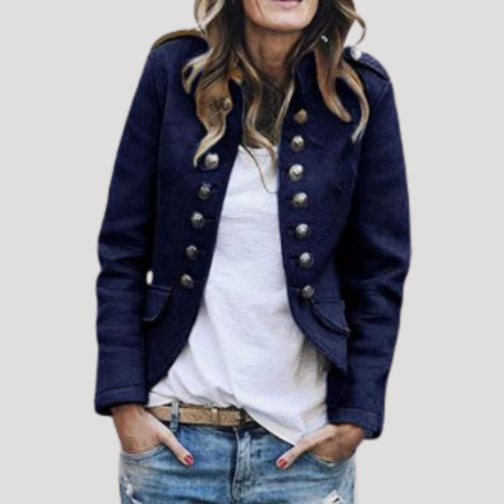 Giacca blazer in misto lana stile militare da donna