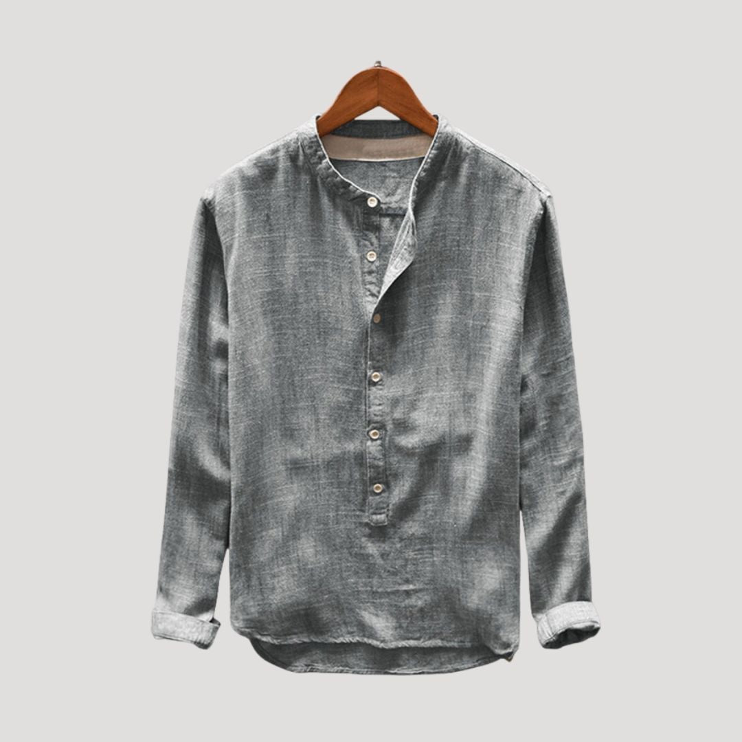 Camicia da uomo in cotone a maniche lunghe, vestibilità rilassata