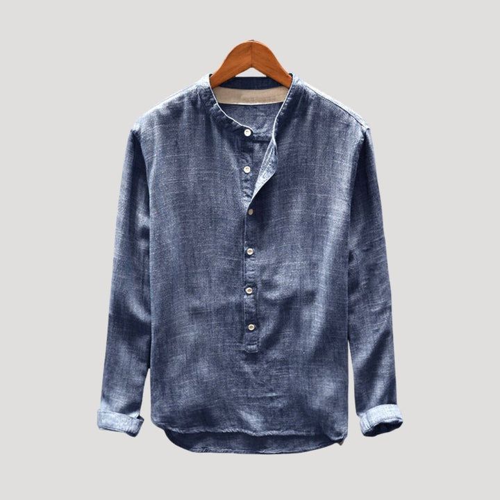 Camicia da uomo in cotone a maniche lunghe, vestibilità rilassata