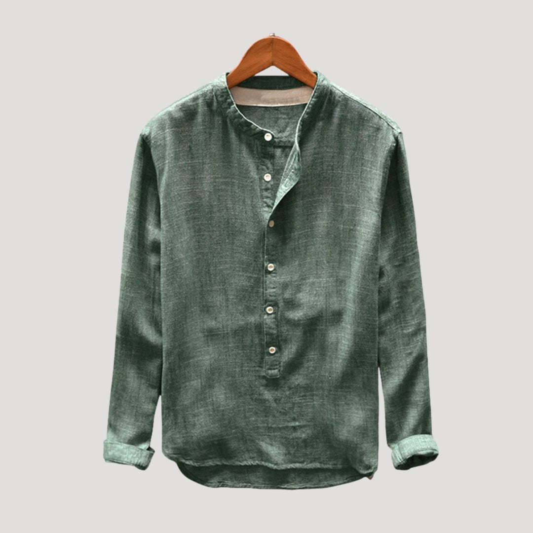 Camicia da uomo in cotone a maniche lunghe, vestibilità rilassata
