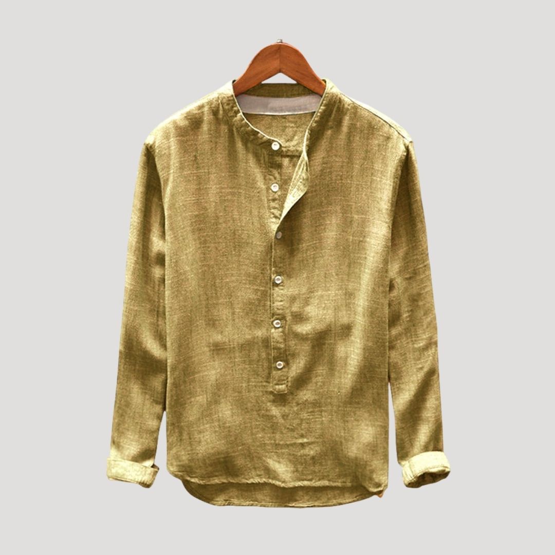 Camicia da uomo in cotone a maniche lunghe, vestibilità rilassata