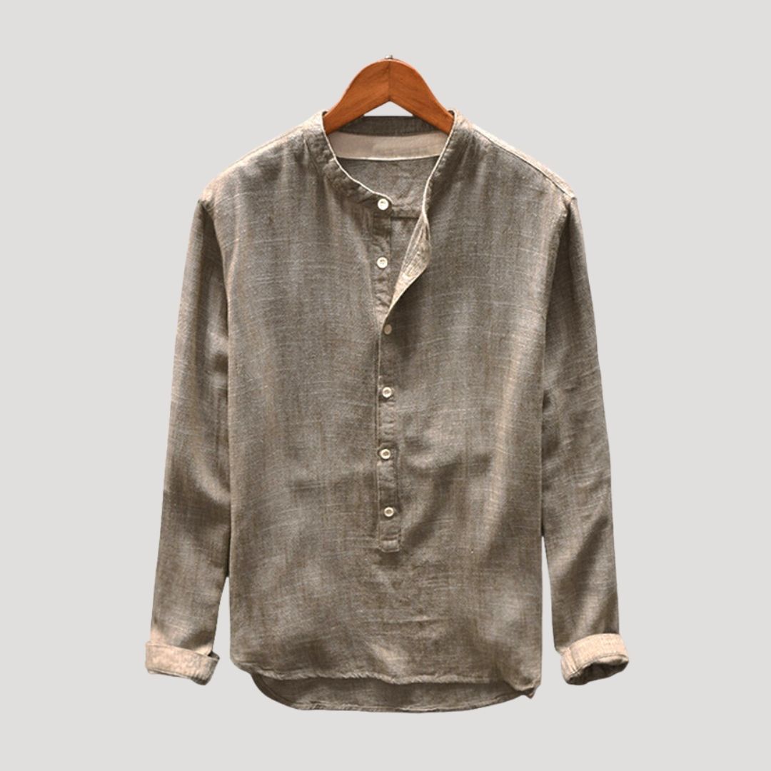Camicia da uomo in cotone a maniche lunghe, vestibilità rilassata