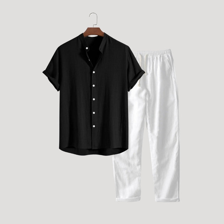 Set di camicia a maniche corte e pantaloni in lino da uomo – coordinato estivo