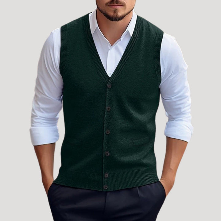 Gilet da uomo in maglia senza maniche con bottoni