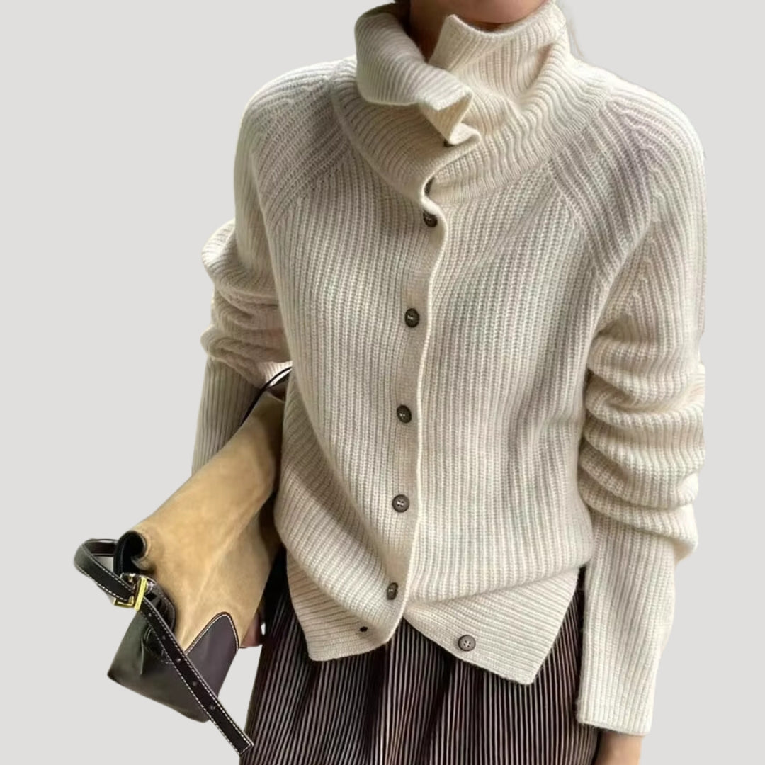 Cardigan chunky da donna in maglia, morbido, con bottoni per l'inverno