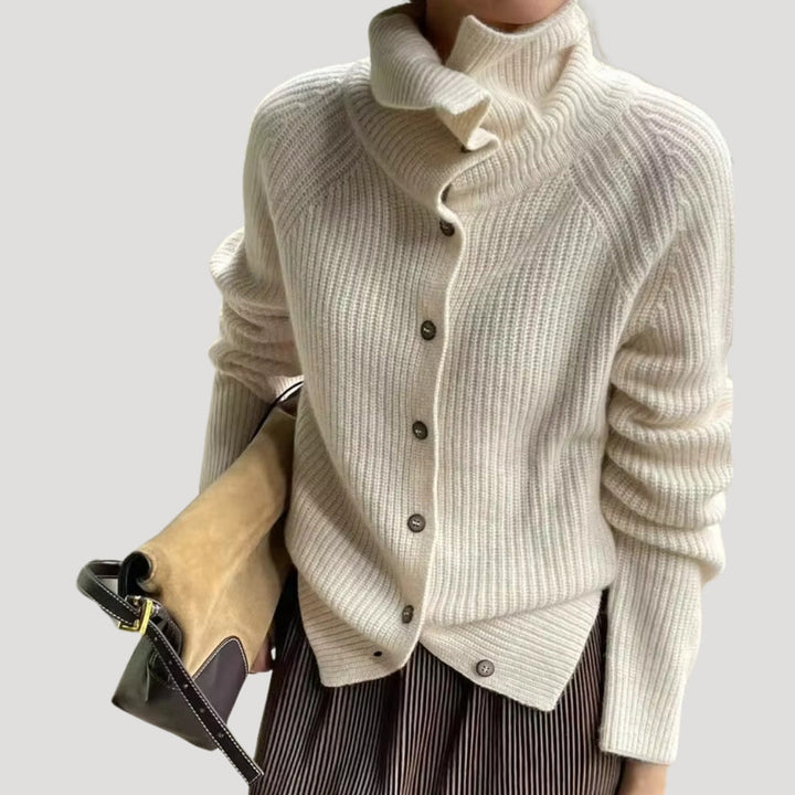 Cardigan chunky da donna in maglia, morbido, con bottoni per l'inverno