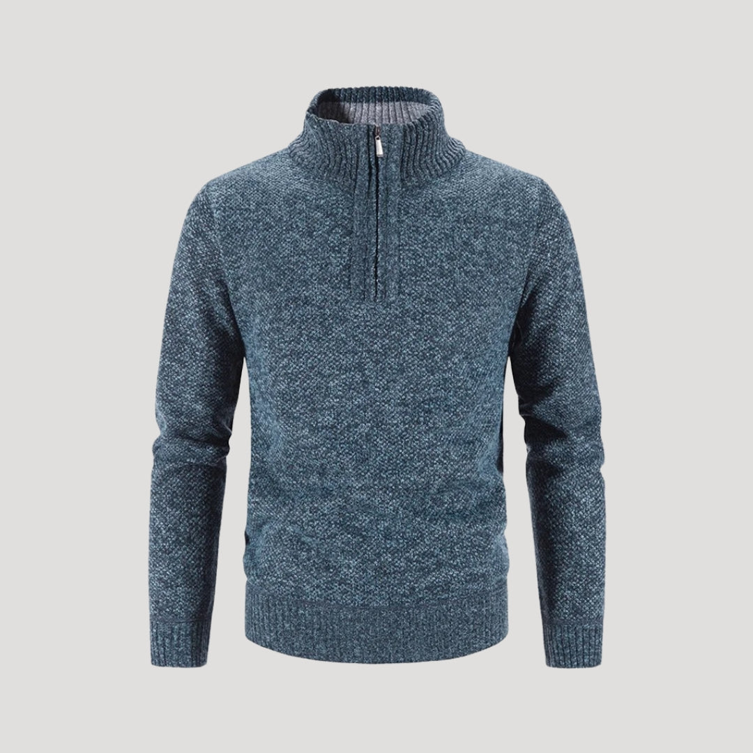 Maglione in lana da uomo con zip a metà – maglione lavorato a maglia