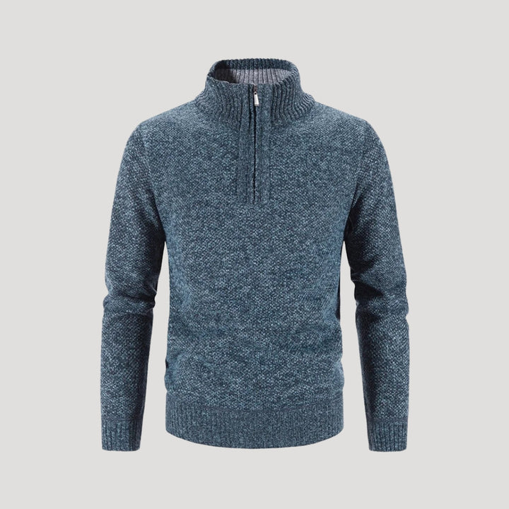 Maglione in lana da uomo con zip a metà – maglione lavorato a maglia