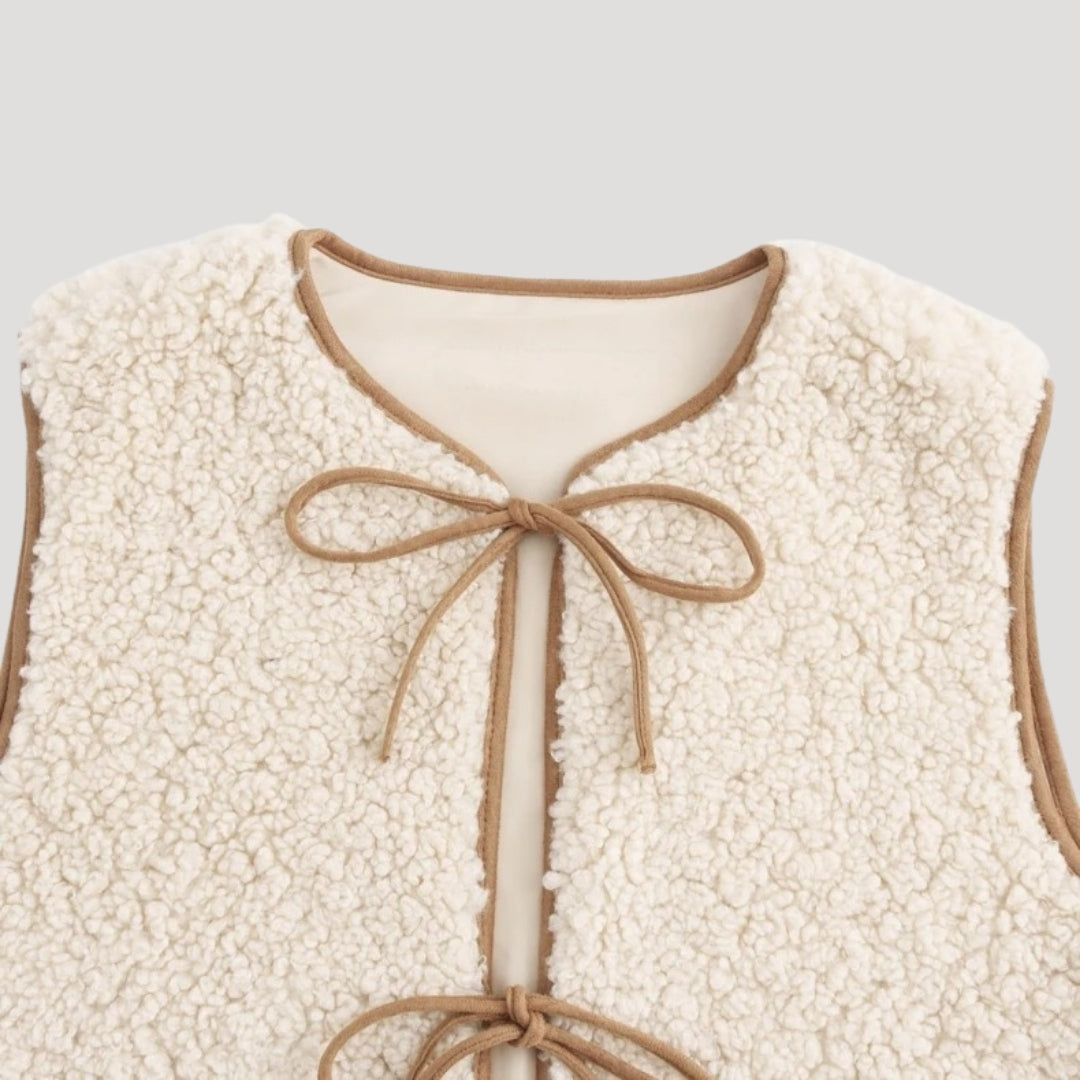 Gilet in sherpa fleece da donna – stile cardigan senza maniche